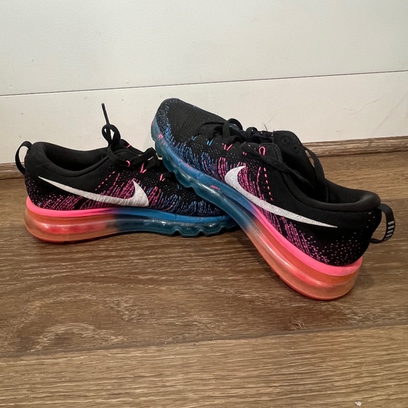 Nike Shoes - Nike Flyknit Max Womens Black/Blue/Hyperpunch 620659--002
